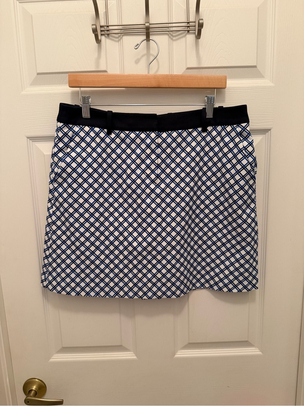 Tory Sport Navy and White Lattice Mini Skirt